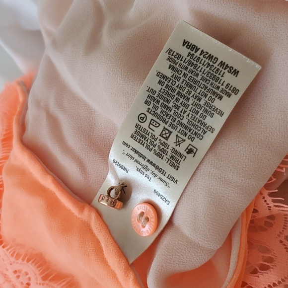 Ted Baker London Abra Lace Neon Coral Blouse - Picture 7 of 7